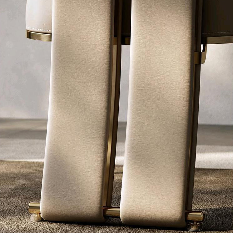 Modern Luxury Leather Metal Sponge Square Strip Dovetail Dining Chair Backrest Armrest For Dining Room