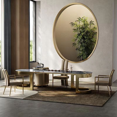 Modern Luxury Leather Metal Sponge Square Strip Dovetail Dining Chair Backrest Armrest For Dining Room