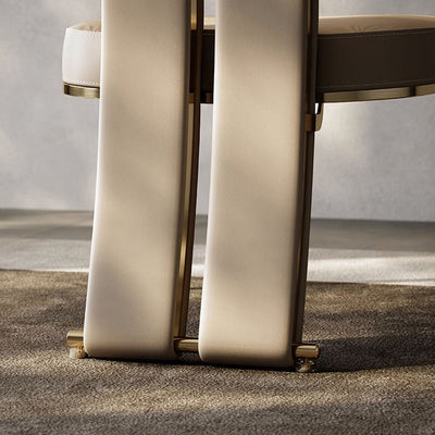 Modern Luxury Leather Metal Sponge Square Strip Dovetail Dining Chair Backrest Armrest For Dining Room