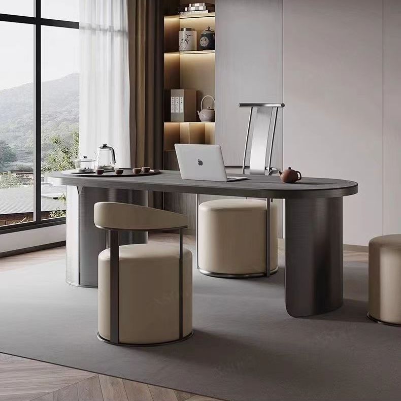 Taburete de tocador redondo con respaldo de esponja de acero inoxidable y cuero sintético de simplicidad moderna para dormitorio 