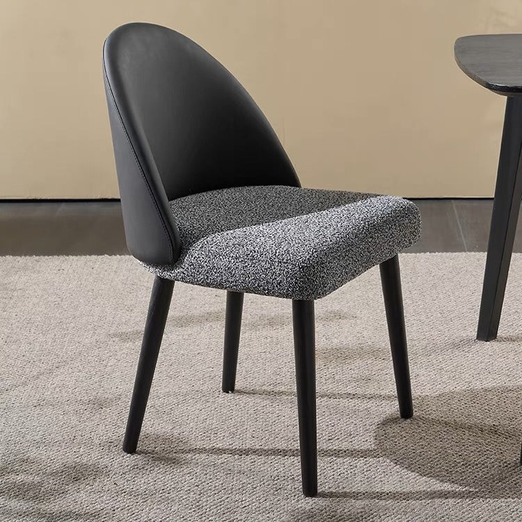 Modern Minimalist Cotton Linen Leather Wood Sponge Square Oval Curved Dining Chair Backrest Armrest For Dining Room