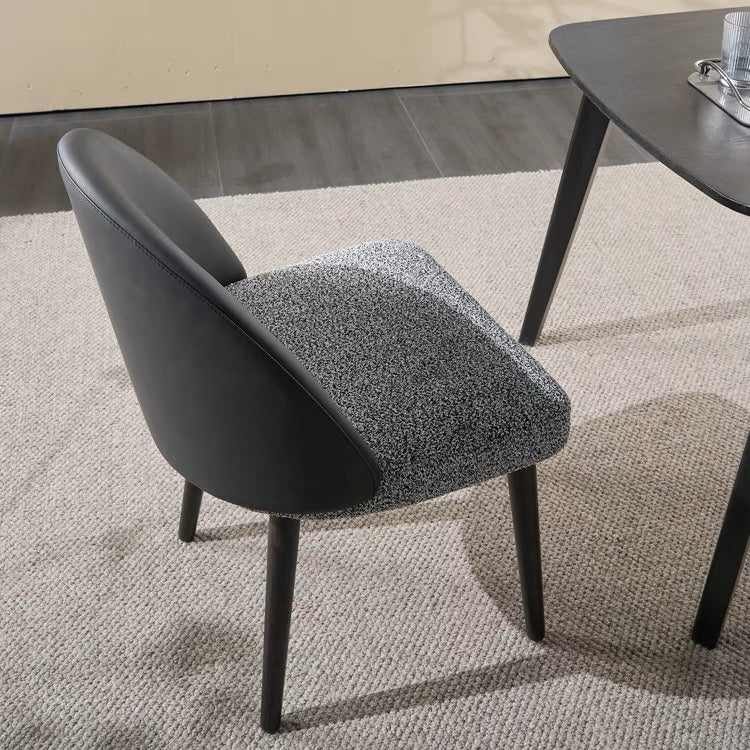 Modern Minimalist Cotton Linen Leather Wood Sponge Square Oval Curved Dining Chair Backrest Armrest For Dining Room