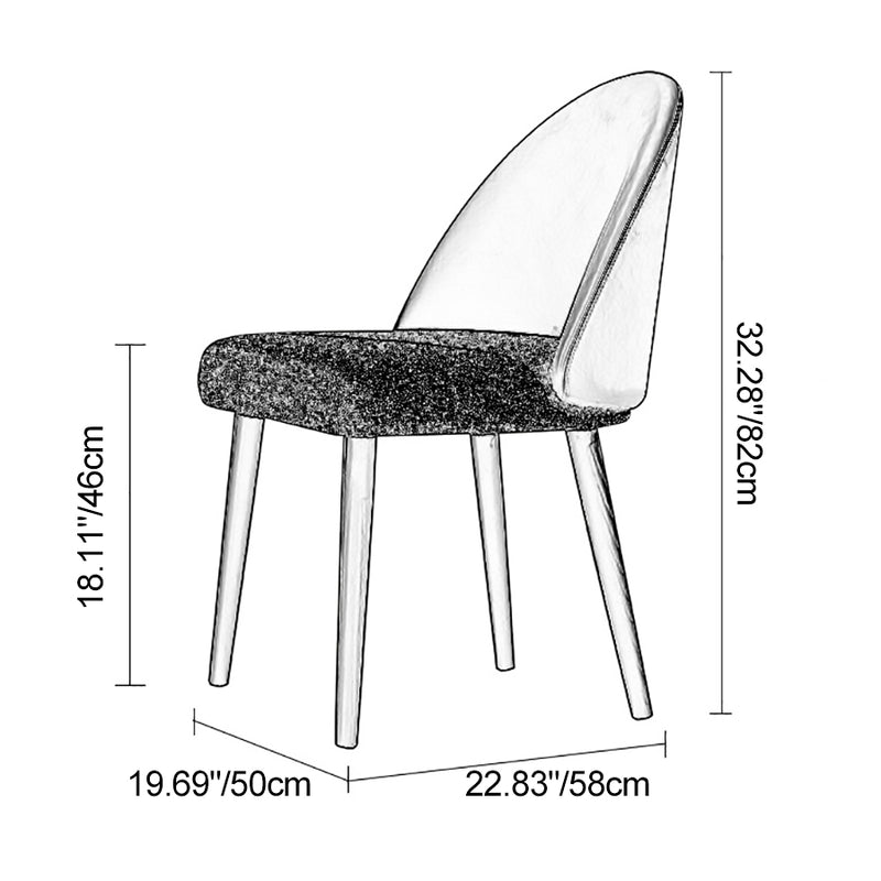 Modern Minimalist Cotton Linen Leather Wood Sponge Square Oval Curved Dining Chair Backrest Armrest For Dining Room