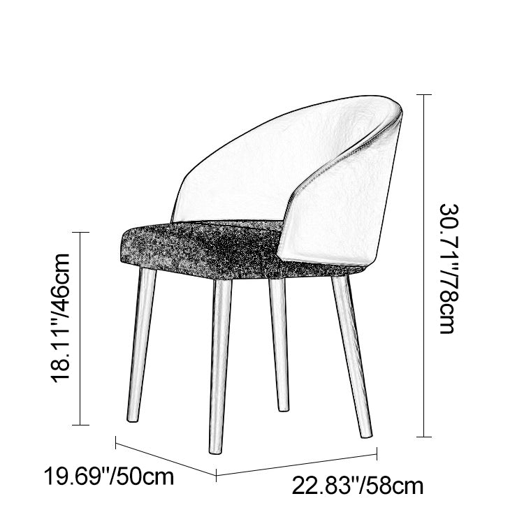 Modern Minimalist Cotton Linen Leather Wood Sponge Square Oval Curved Dining Chair Backrest Armrest For Dining Room