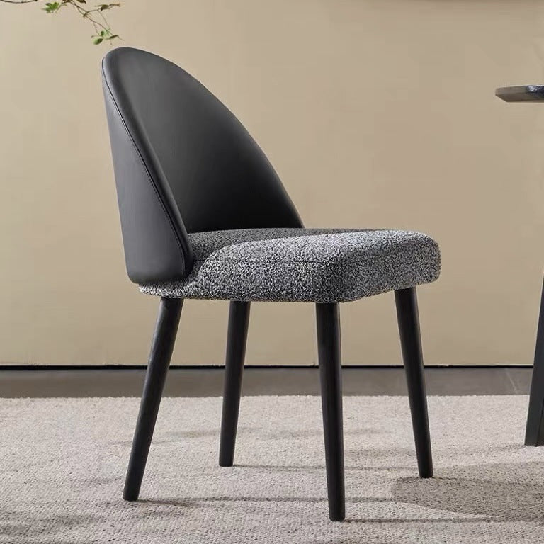 Modern Minimalist Cotton Linen Leather Wood Sponge Square Oval Curved Dining Chair Backrest Armrest For Dining Room