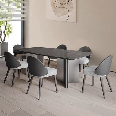 Modern Minimalist Cotton Linen Leather Wood Sponge Square Oval Curved Dining Chair Backrest Armrest For Dining Room