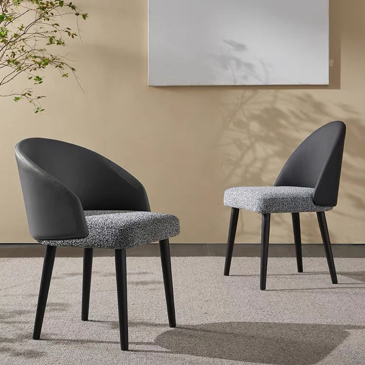 Modern Minimalist Cotton Linen Leather Wood Sponge Square Oval Curved Dining Chair Backrest Armrest For Dining Room
