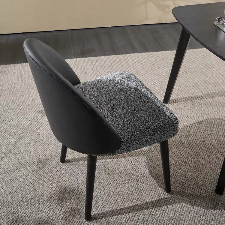 Modern Minimalist Cotton Linen Leather Wood Sponge Square Oval Curved Dining Chair Backrest Armrest For Dining Room