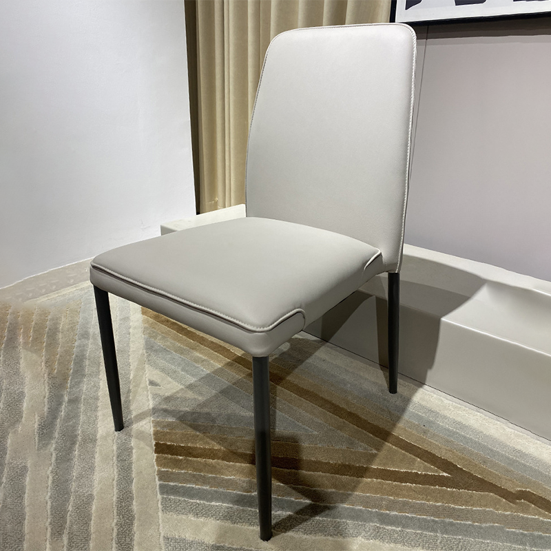Modern Minimalist Leather Carbon Steel Sponge Square Dining Chair Backrest Stackable For Dining Room
