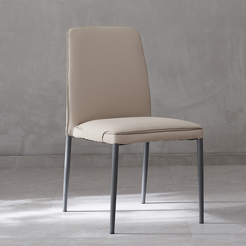 Modern Minimalist Leather Carbon Steel Sponge Square Dining Chair Backrest Stackable For Dining Room