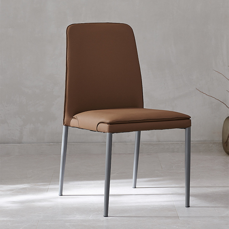 Modern Minimalist Leather Carbon Steel Sponge Square Dining Chair Backrest Stackable For Dining Room