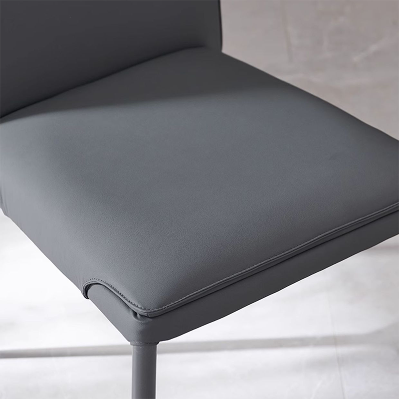 Modern Minimalist Leather Carbon Steel Sponge Square Dining Chair Backrest Stackable For Dining Room