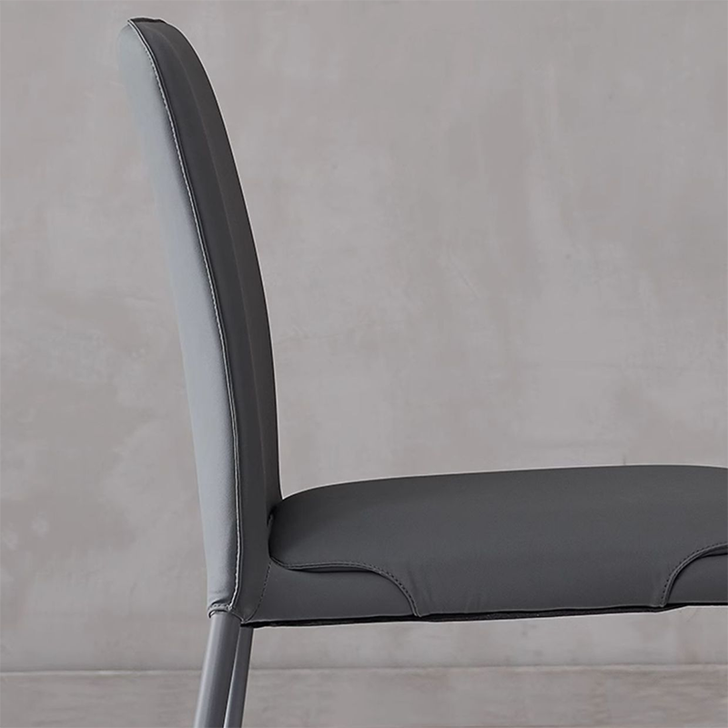 Modern Minimalist Leather Carbon Steel Sponge Square Dining Chair Backrest Stackable For Dining Room