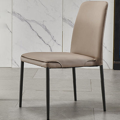 Modern Minimalist Leather Carbon Steel Sponge Square Dining Chair Backrest Stackable For Dining Room
