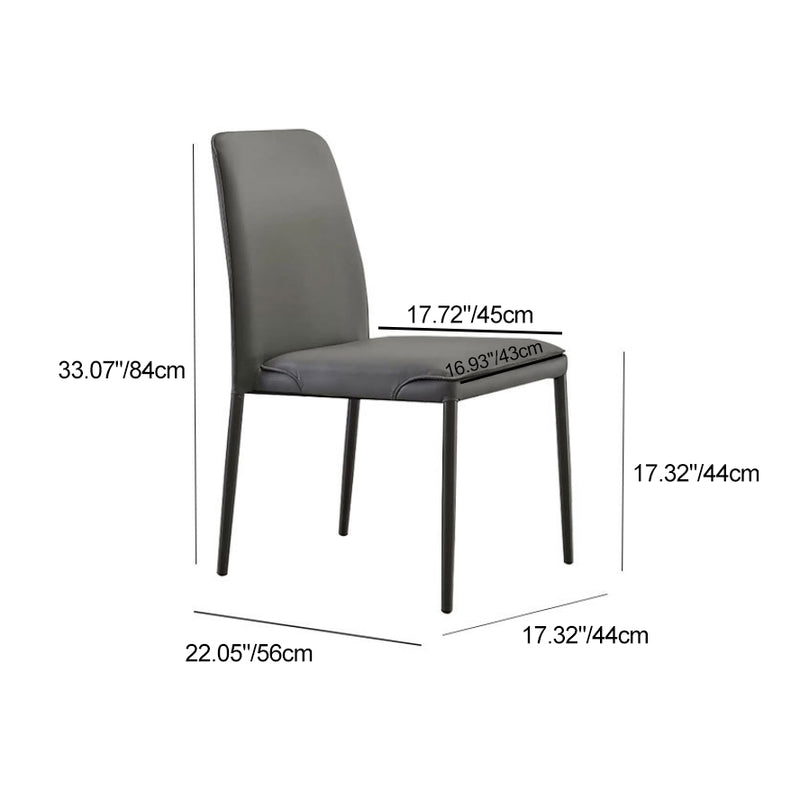 Modern Minimalist Leather Carbon Steel Sponge Square Dining Chair Backrest Stackable For Dining Room
