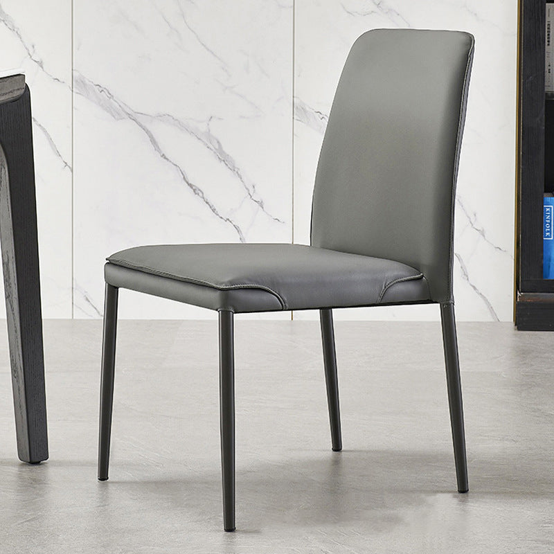 Modern Minimalist Leather Carbon Steel Sponge Square Dining Chair Backrest Stackable For Dining Room