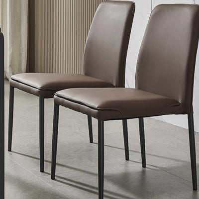 Modern Minimalist Leather Carbon Steel Sponge Square Dining Chair Backrest Stackable For Dining Room