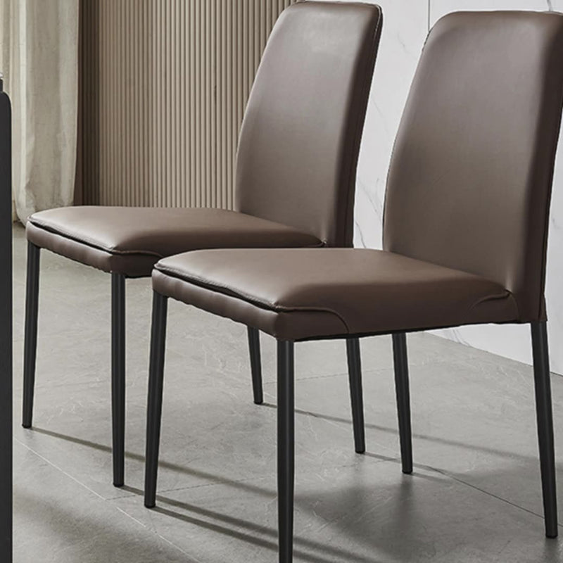 Modern Minimalist Leather Carbon Steel Sponge Square Dining Chair Backrest Stackable For Dining Room