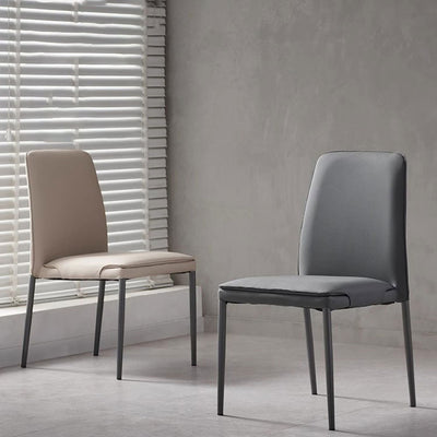 Modern Minimalist Leather Carbon Steel Sponge Square Dining Chair Backrest Stackable For Dining Room