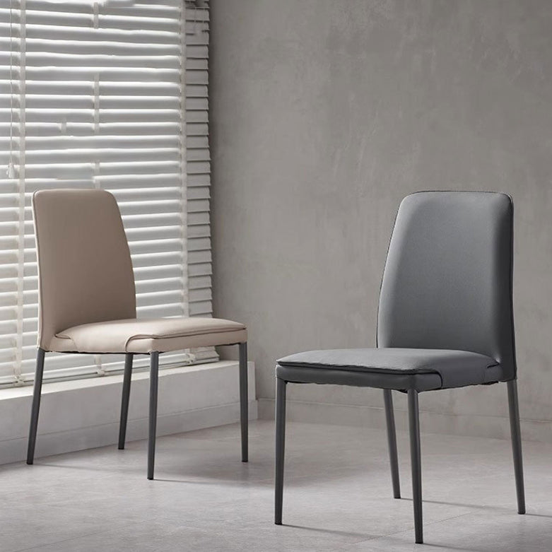 Modern Minimalist Leather Carbon Steel Sponge Square Dining Chair Backrest Stackable For Dining Room