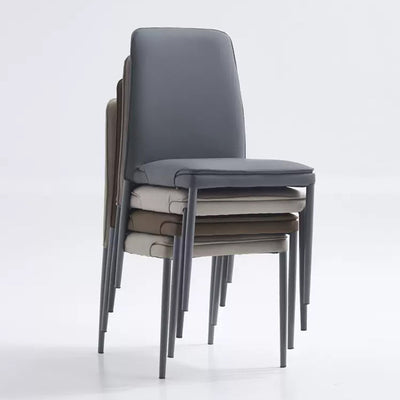 Modern Minimalist Leather Carbon Steel Sponge Square Dining Chair Backrest Stackable For Dining Room