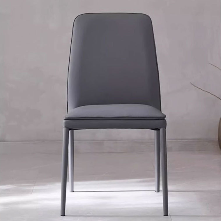 Modern Minimalist Leather Carbon Steel Sponge Square Dining Chair Backrest Stackable For Dining Room