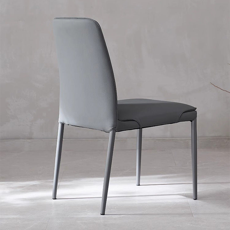 Modern Minimalist Leather Carbon Steel Sponge Square Dining Chair Backrest Stackable For Dining Room