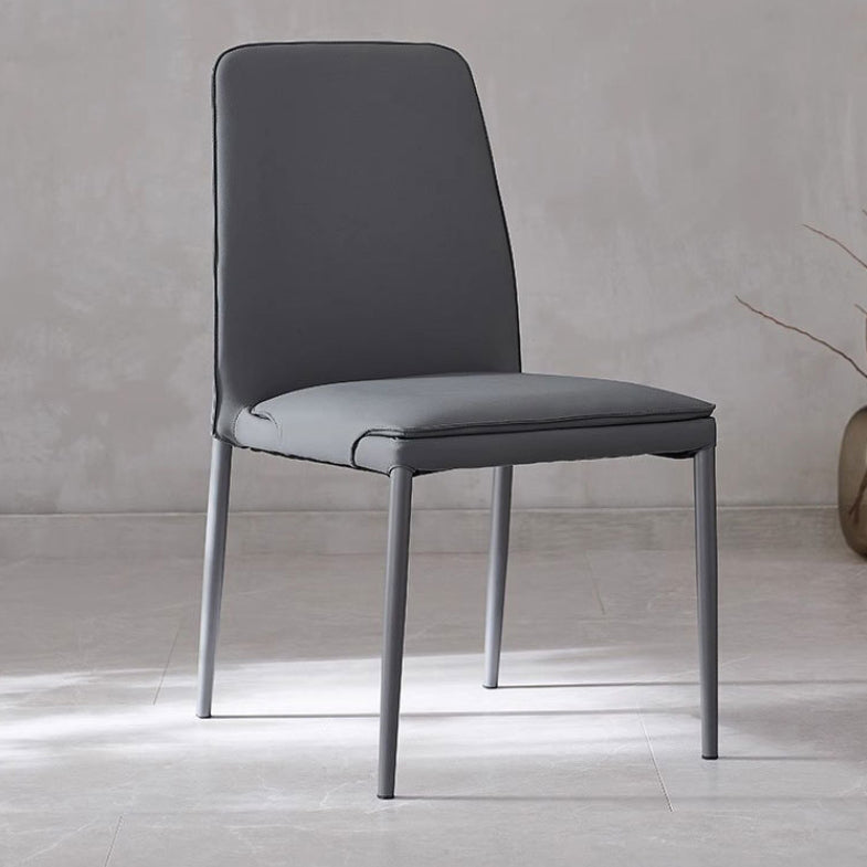 Modern Minimalist Leather Carbon Steel Sponge Square Dining Chair Backrest Stackable For Dining Room