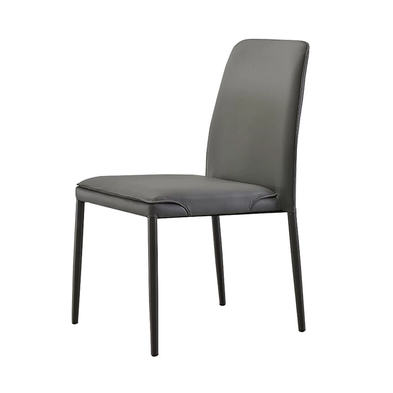 Modern Minimalist Leather Carbon Steel Sponge Square Dining Chair Backrest Stackable For Dining Room