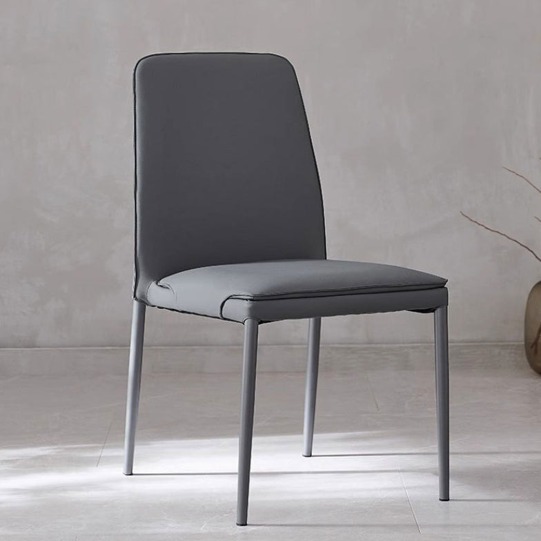 Modern Minimalist Leather Carbon Steel Sponge Square Dining Chair Backrest Stackable For Dining Room