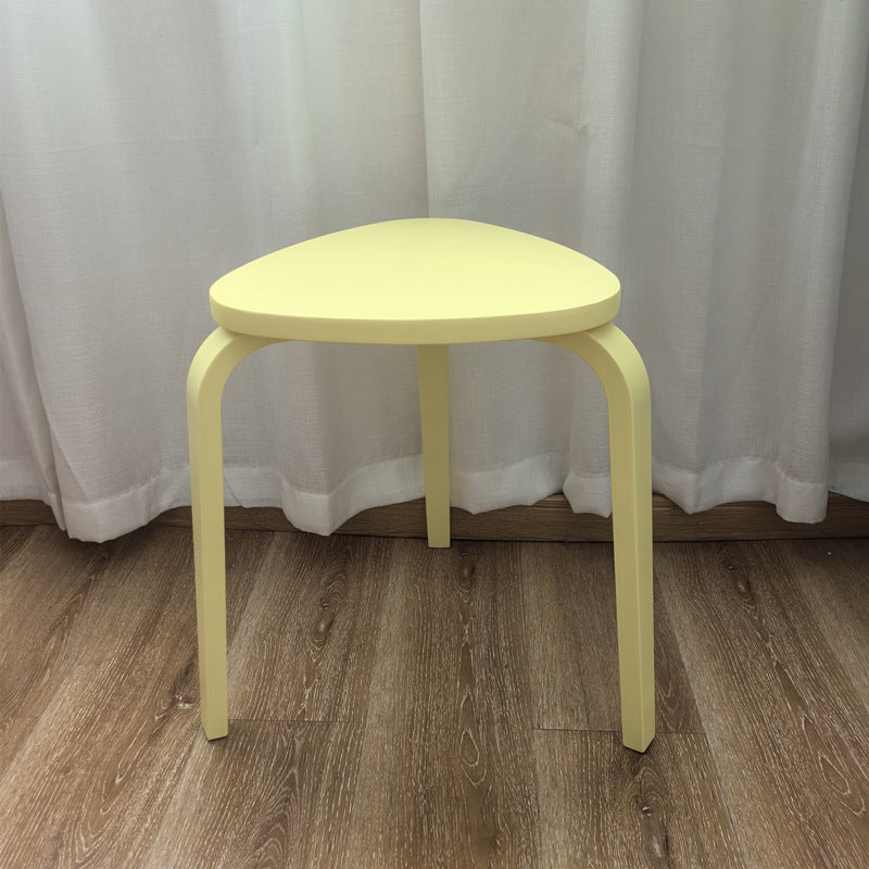 Contemporary Scandinavian Wood Triangle Low Stool Stackable For Dining Room