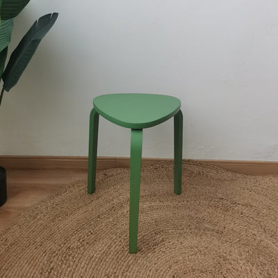 Contemporary Scandinavian Wood Triangle Low Stool Stackable For Dining Room