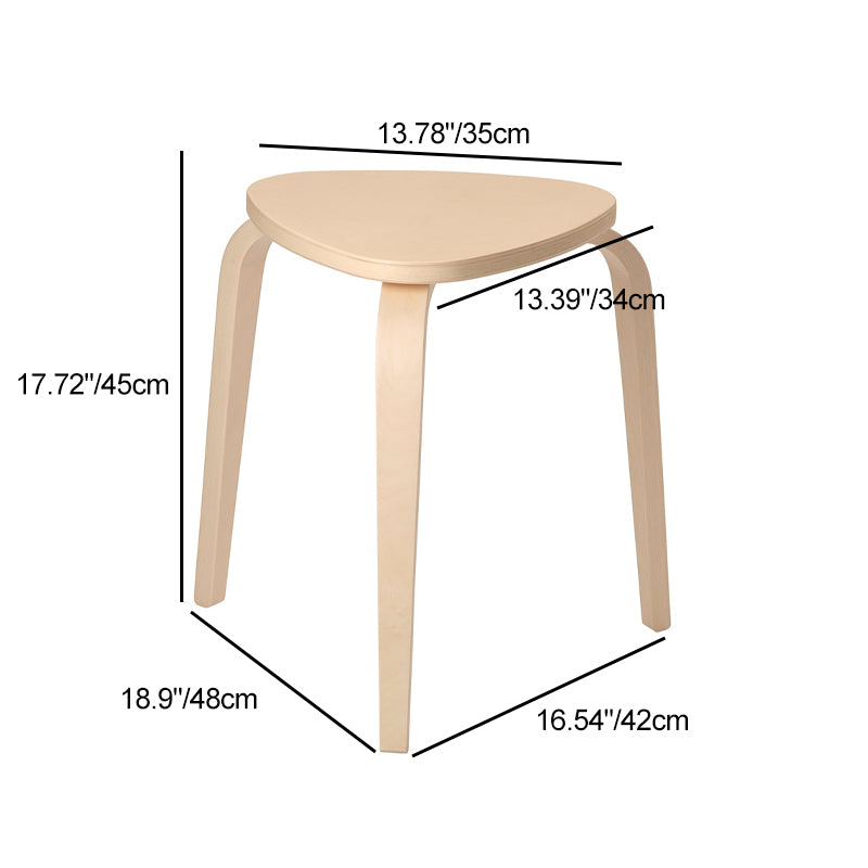 Contemporary Scandinavian Wood Triangle Low Stool Stackable For Dining Room