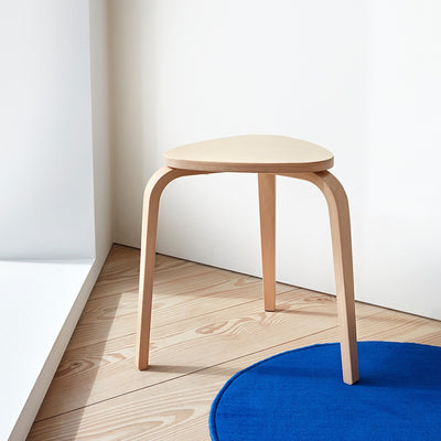 Contemporary Scandinavian Wood Triangle Low Stool Stackable For Dining Room