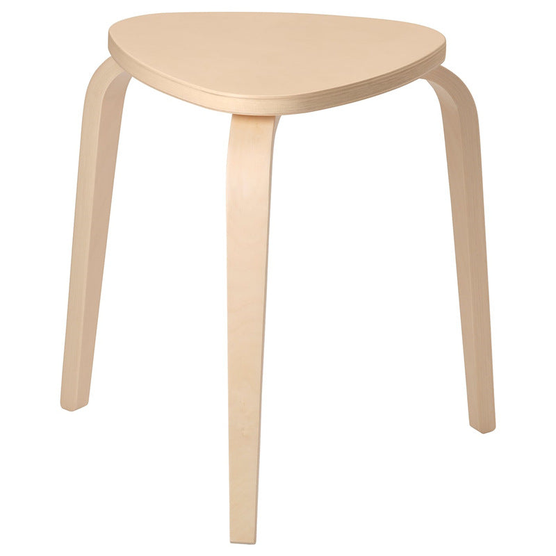 Contemporary Scandinavian Wood Triangle Low Stool Stackable For Dining Room