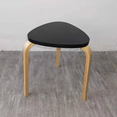 Contemporary Scandinavian Wood Triangle Low Stool Stackable For Dining Room