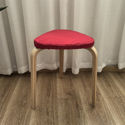 Contemporary Scandinavian Wood Triangle Low Stool Stackable For Dining Room