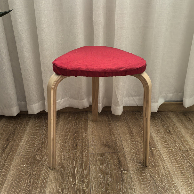 Contemporary Scandinavian Wood Triangle Low Stool Stackable For Dining Room