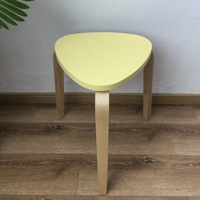 Contemporary Scandinavian Wood Triangle Low Stool Stackable For Dining Room