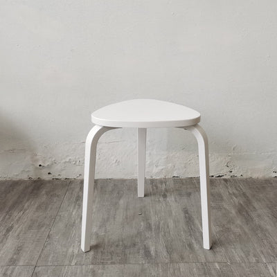 Contemporary Scandinavian Wood Triangle Low Stool Stackable For Dining Room