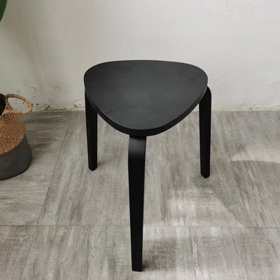 Contemporary Scandinavian Wood Triangle Low Stool Stackable For Dining Room
