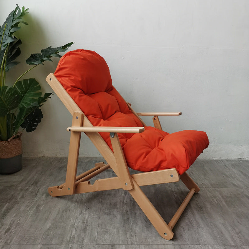 Contemporary Scandinavian Fabric Wood Cotton Bread Foldable Recliner Armrest Footrest For Living Room