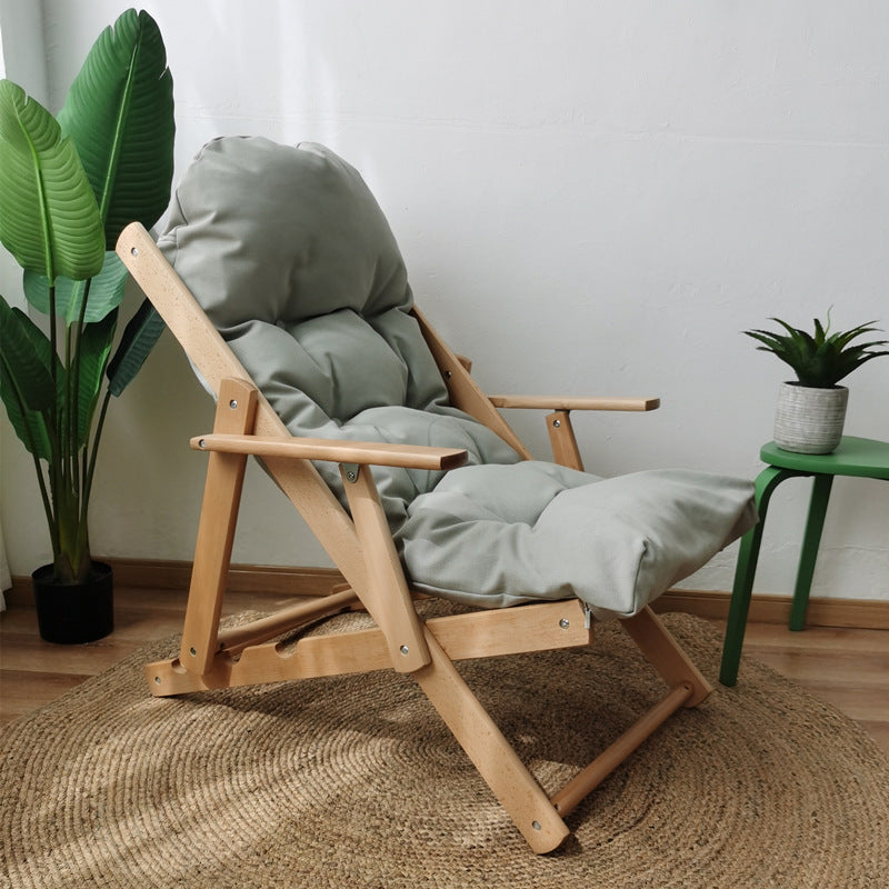 Contemporary Scandinavian Fabric Wood Cotton Bread Foldable Recliner Armrest Footrest For Living Room