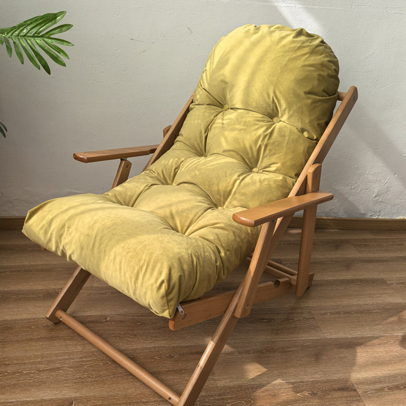 Contemporary Scandinavian Fabric Wood Cotton Bread Foldable Recliner Armrest Footrest For Living Room