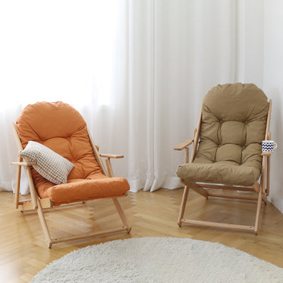 Contemporary Scandinavian Fabric Wood Cotton Bread Foldable Recliner Armrest Footrest For Living Room