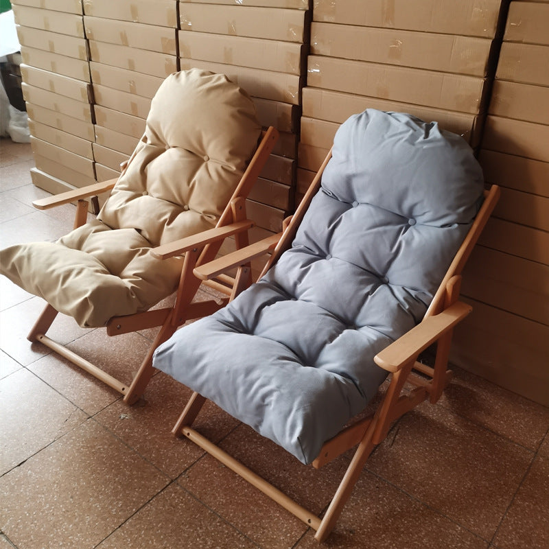 Contemporary Scandinavian Fabric Wood Cotton Bread Foldable Recliner Armrest Footrest For Living Room