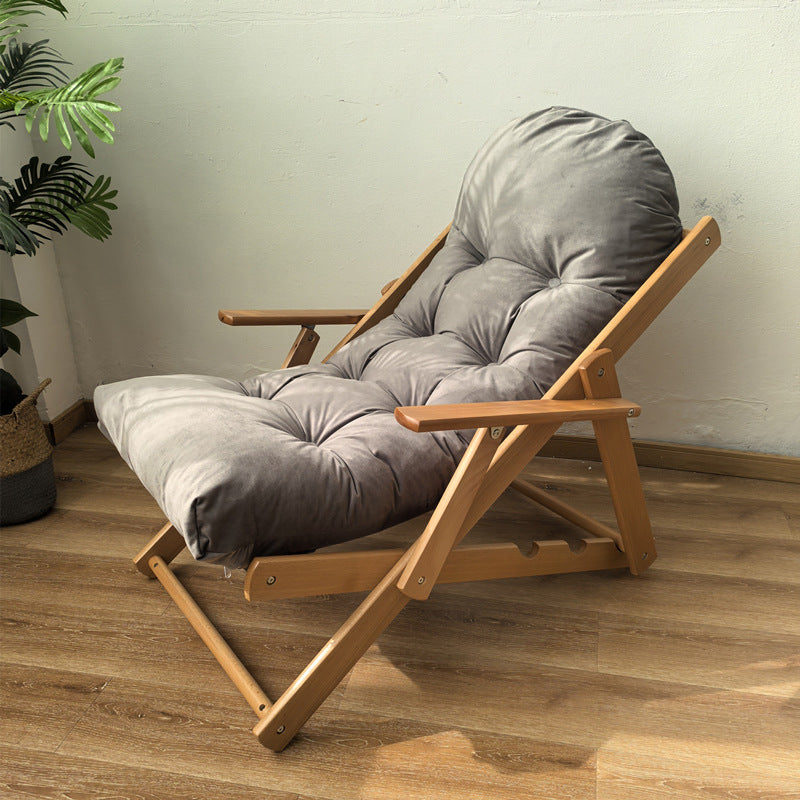 Contemporary Scandinavian Fabric Wood Cotton Bread Foldable Recliner Armrest Footrest For Living Room