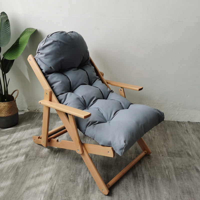 Contemporary Scandinavian Fabric Wood Cotton Bread Foldable Recliner Armrest Footrest For Living Room