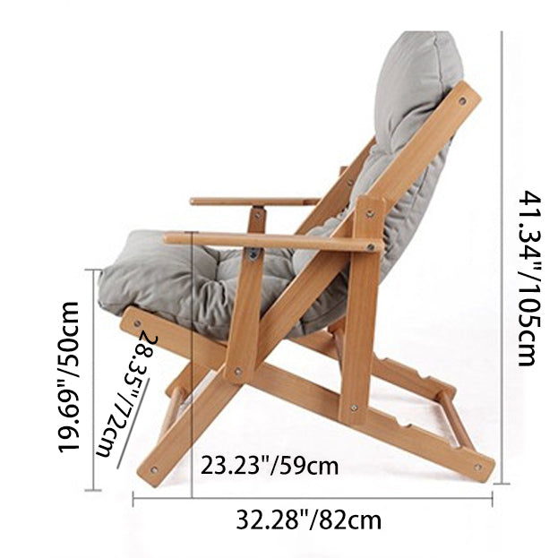 Contemporary Scandinavian Fabric Wood Cotton Bread Foldable Recliner Armrest Footrest For Living Room
