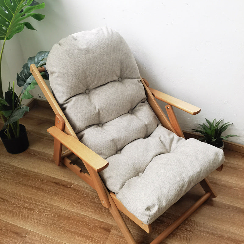 Contemporary Scandinavian Fabric Wood Cotton Bread Foldable Recliner Armrest Footrest For Living Room